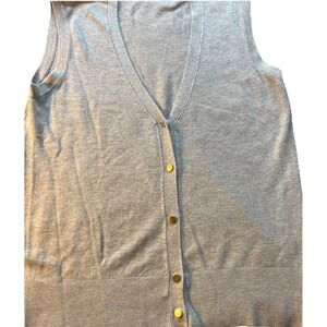 Tahari Gray‎ Vest Gold Snap Buttons MED preppy Retro Minimalist Capsule